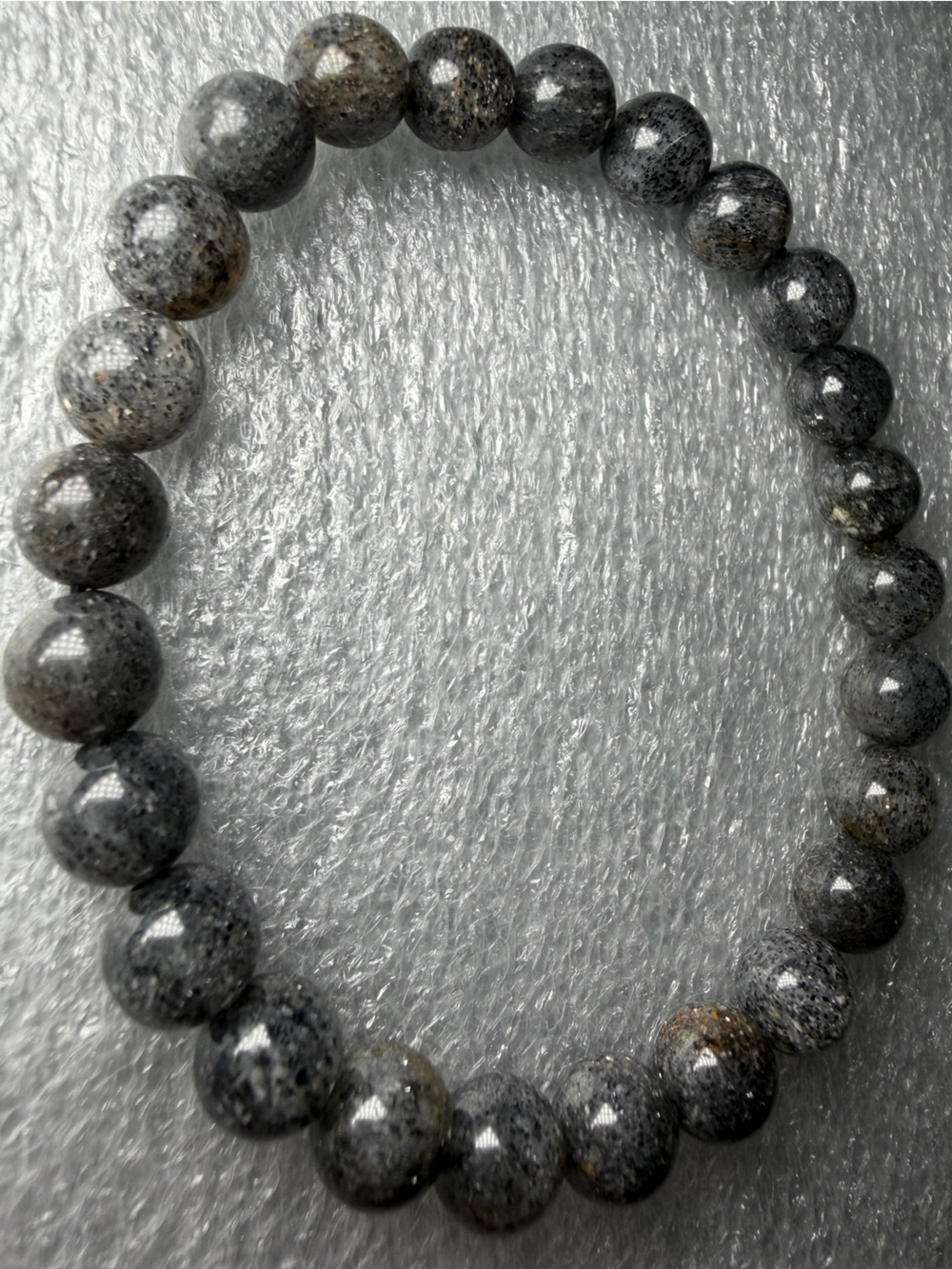 Stunning 8MM Silver Sunstone Natural Crystal Bracelet